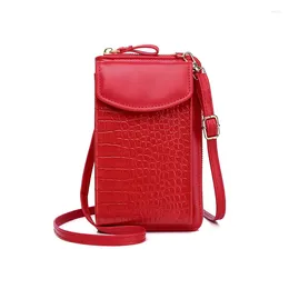 Shoulder Bags Women's Simple Mobile Phone Bag Multi-functional Crossbody Vertical Package Mini Single Crocodile Pattern Coin Purse