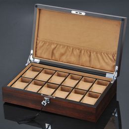 New 12 Slots Wooden Watch Organiser Luxury Watches Holder Case Wood Jewellery Gift Case Wooden Storage Boxes With Lock247H