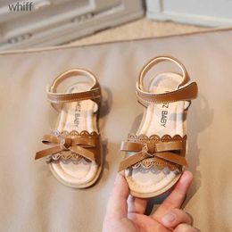 Sandals Girls Sandals Summer Ruffles Bowknot Classic Infant Girls Sandal Kids Sliders Toddler Open Toe Hook-loop Children Flat ShoesC24318