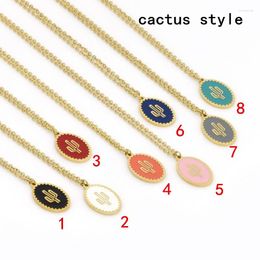 Pendant Necklaces 5pcs 2024 Simple Fashion Thin Oval Dripping Oil Copper Inlaid Shell Multi-color Multi-sign Charm Unisex Choker Necklace