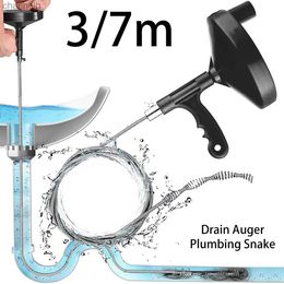 Other Household Cleaning Tools Accessories Snake Drain Heavy Duty Pipe for Bathtub Kitchen Shower Reusable Clog Remover with Non-slip Handle 240317