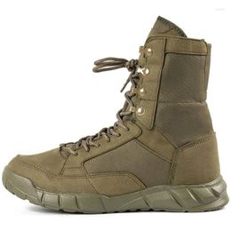 Fitness Shoes Men's Outdoor Tactical Boots High-top Suede Desert Combat Armygreen Spring And Autumn Ultralight Breathable Hiking