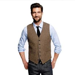 Vests Men's Vest Slim Casual Business Formal Wedding Dress Herringbone Pattern Suit Tuxedo Suits for Men Suits High Quality Victorian