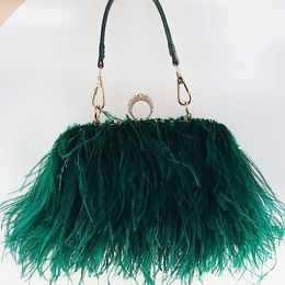Thailand Brand Ostrich Hair Evening Fashion One Shoulder Chain Women's Bag