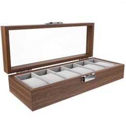 Watch Boxes Display Box Storage Case Wood Grain Decorative Desktop Seco Grey Velvet Carrier Jewellery