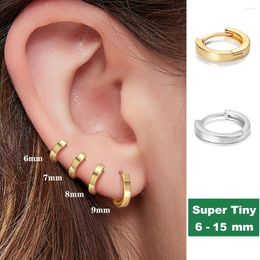 Hoop Earrings 6-15mm Stainless Steel Earring Minimalist Classic Round Gold Colour For Women Men Tiny Huggie Rock Jewellery Gift