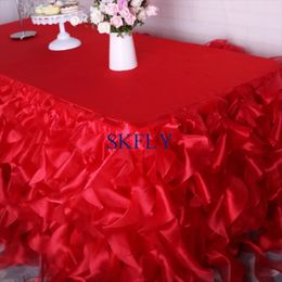 CL010GK 11FT fast wedding ruffled red blue pink black blush green organza curly willow table skirt 240315