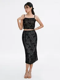 Work Dresses Jemeigar Floral Lace Midi Skirt Set Women 2 Piece Outfit Cami Crop Top Bodycon Long Summer Going Out Streetwear