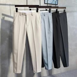 Men's Suits Zipper Suit Pants Elegant Slim Fit With Soft Pockets Closure Formal Business Style Trousers For Office