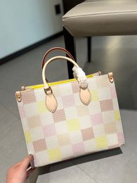 Early spring model women shopping bag tote bag Genuine leather Chequered pattern design shoulder bag clutch handbag crossbody packages Bags