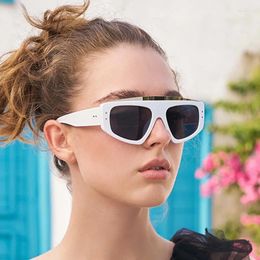 Sunglasses Fashion Oversized Woman Designer Luxury Metal Top Big Frame Square Sun Glasses Female White Shades UV400