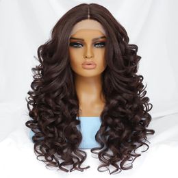 Black Brown Curly Wig Synthetic Lace Front Wigs For Women Glueless Blonde Orange Female Lace Wig 13X4X1 Cosplay Hair Daily Use 240305