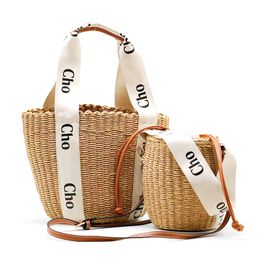 Summer shop basket Woody tote Designer Beach bag Raffias pochette s Straw handbag Shoulder travel Bag fashion Womens mens crossbody clutch weave bucket Bags