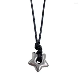 Pendant Necklaces M2EA Gothic Hollow Star Necklace Vintage Leathers Rope Fashion Jewelry For Women Men Pentagrams Charm Choker Gift