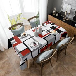 Table Cloth Nordic Retro Mediaeval Geometric Abstract Red Rectangle Tablecloth Decor Waterproof Round Tablecloths Kitchen Decoration