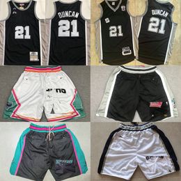 Classic Retro Authentic Embroidery 2001-02 Basketball 21 TimDuncan Jersey Retro Black Real Stitched Breathable Sport High Quality Man Jersey Short