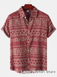 Men's Casual Shirts Summer Men Fashion Hawaiian Vacation Shirt Male Vintage Beach Button Short Sleeve Clothing Daily Streetwear