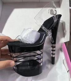 Dress Shoes LAIJIANJINXIA 20CM/8inches PVC Upper Fashion Sexy Exotic High Heel Platform Party Women Sandals Pole Dance 14AD-053