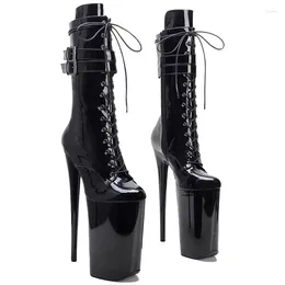 Dance Shoes Auman Ale 23CM/9inches Black PU Upper Sexy Exotic High Heel Platform Party Women Boots Pole 041