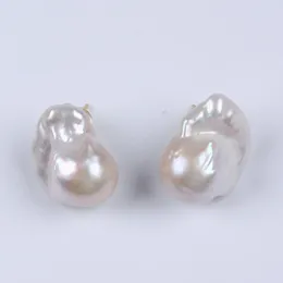 Dangle Earrings Big Size Real Freshwater Pearl Wedding Stud Earring With 925 Sterling Silver Accessories Baroque Hook