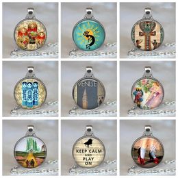 Pendant Necklaces Yellow Brick Road Oz Art Wizard Of Necklace Handmade Jewelry Birthday Gift Glass Cabochon Christmas