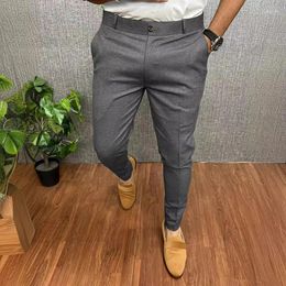 Men's Pants Office Casual Mens Trousers Slim Solid Colour Mid Waist Pencil Men Spring Summer Vintage Long Pant Formal Business