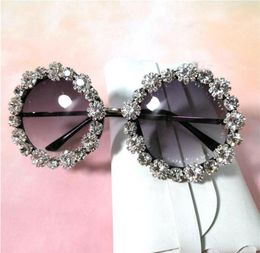 Sunglasses OLuxury Diamond Round Women Brand Oversized Crystal Black Sun Glasses Ladies 2023 Mirror Shades FML8979477