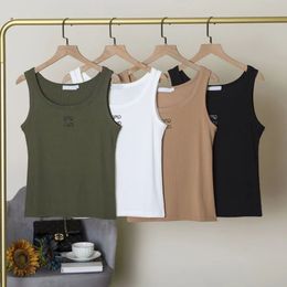 Women tank top designer luxury Cropped Tops t shirts Womens brand Knits Embroidery Vest Sleeveless Breathable Knitted Pullover Womens Sport tees Summer Short Slim