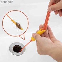 Other Household Cleaning Tools Accessories Pipe Dredging Brush with Rotating Handle Drain Cleaner Thin Flexible Hair Sewer Sink Clog Plug Hole Remover Tool 240318