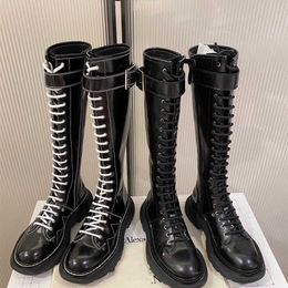 59% OFF Sports shoes 2024 Spring and Autumn Sida Knee Up Martin Womens English Style Thick Sole Genuine Leather Mid length Knight Long Boots