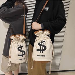 Bag Casual Bags Punk Shoulder Canvas Men And Women Messenger Fashion Trend Beam Mouth Bucket