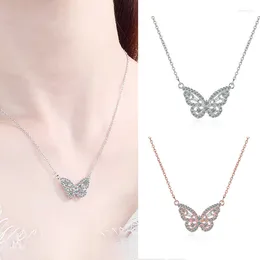 Pendants PONYKISS Trendy 925 Sterling Silver Hollow Butterfly Zircon Chokers Necklace For Women Lovely Fine Jewellery Charm Drop