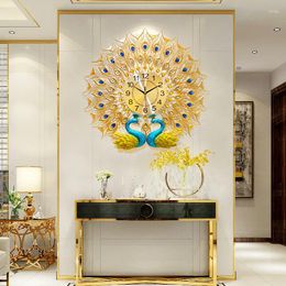 Wall Clocks Aesthetic Peacock Silent Fashion Creative Design Watch Luxury Art Mural Living Room Reloj Pared Home Decoration