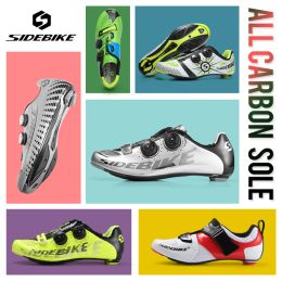 Boots Sidebike Sd002 Road Carbon Cycling Shoes Selflocking Bike Shoes for Man Lightweight Yellow Color Breathable Sneakers