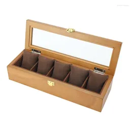 Watch Boxes Luxury Box 5 Slot Wooden Organizer Storage Display Shockproof High-end Waterproof Mysterious Accessories