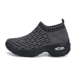 HBP Non-Brand Womens Walking Shoes Mesh Air Cushion Slip on Sock Sneakers Comfortable Wedge Platform