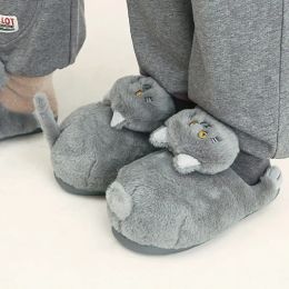 Boots Fluffy Hug Cat Slippers Girls Winter Indoor Slides Cute Bedroom Shoes Furry Slippers Women White Kitty Mules Funny Home Slippers