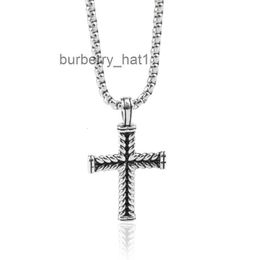 Vintage Mens Necklace With Copper Cross Pendant Punk Fashion Jewelry Box Chain Birthday Party Gift for Boys