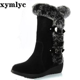Sandals 2020 New Hot Women Boots Autumn Flock Winter Ladies Fashion Snow Boots Shoes Thigh High Suede Midcalf Boots Big Size 3542