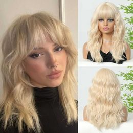 Synthetic Wigs HAIRCUBE Short Bob Wavy Blonde Wigs for Black Women Deep Curly Synthetic Wigs with Bangs Heat Resistant Fibre Christmas Party 240328 240327