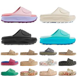 2024 Fashion OG Rubber Slides Canvas Designer Sandals Womens Platform Mule Slippers Cream White Black Pink Women Mules SlidersFlat Flip Flop Sandale Beach Shoes