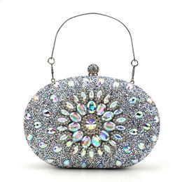 Women Dinner Bag Fashion Sunflower Inlaid Diamond Banquet Hand Bag Dress Evening Bag 240402