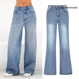 Женские синие свободные джинсы без ног с завышенной талией
