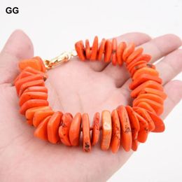 Strand G-G 12-20mm Freeform Disc Orange Turquoise Lever Back Bracelet