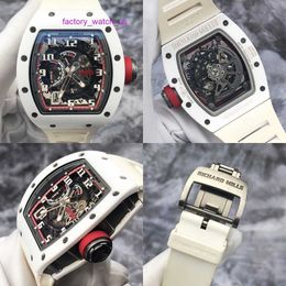 Iconic Watch RM Watch Celebrity Watch RM030 White Ceramic Hollow Dial Transparent Bottom Manual Mechanical Mens Watch Limited 50 Pieces