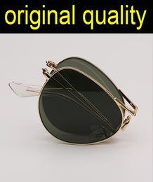 Top Grade Metal Frame Vintage Pilot Folding Sunglasses Women Brand Designer Men Driving Foldable Gradient 3479 Gafas Sun Glasses4449177