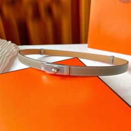 Top thin belts for men designer cowskin genuine leather dark blue orange luxury belt man solid latch buckle mental silver waistband with box no box optional fa073 C4