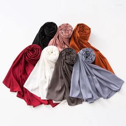 Scarves Elastic Matte Satin Scarf Slight Stretchy Plain Long Shawl Malaysia Fashion Style Women Hijab