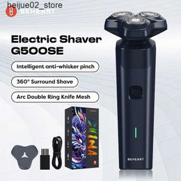 Electric Shavers BEHEART G500SE Mens Electric Rotating Razor 3D Floating Blade Washable C-type USB Charging Razor Q240318