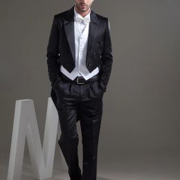 Suits Wedding Suits for Men Elegant Groom Best Man Tailcoat Fashion Peak Lapel Double Breasted Male Blazer Casual Slim Fit 3 Piece